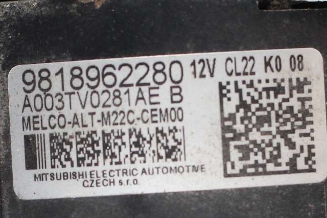 Dynamo diesel til Citroën Berlingo 2019-->> (Type III)  (MITSUBISHI|A003TV0281|98 189622 80. 12 VOLT - CL22|)