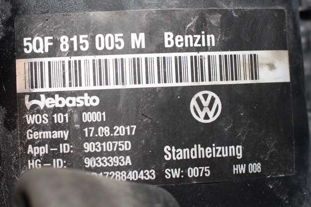Bensinvarmer til Škoda Kodiaq 2017-->>  (VAG|5QF 815 005 M|)