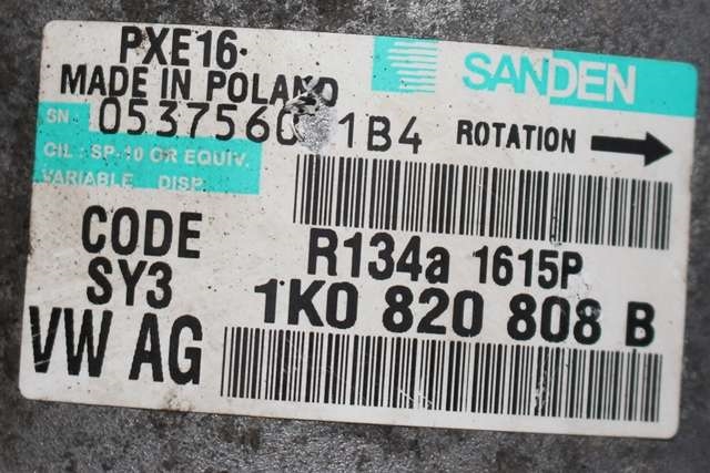 Aircondition kompressor til Škoda Superb 2008-2015 (Type II) (SANDEN|1615P|1K0 820 808 B|)
