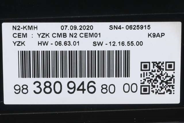 Instrumentpanel til Peugeot Partner 2019-->> (Type III) (PEUGEOT|98 380946 80|)