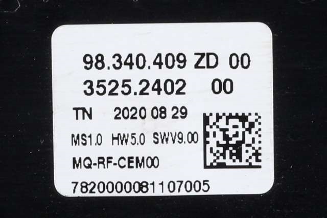 Varmeapparat betjening til Peugeot Partner 2019-->> (Type III)  (PEUGEOT|98 340409 ZD|)