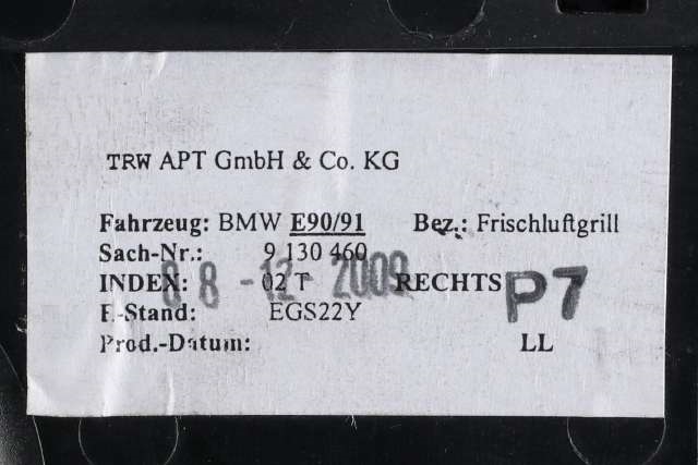 Dashbord friskluftdyse høyre til BMW 3-Serie 2005-2011 (E90/E91/E92/E93) (E90/E91/E92/E93) (BMW|9 130 460|)