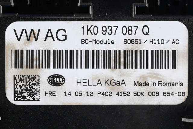 Styreenhet comfort (BCM) til Škoda Octavia 2009-2013 (Type II, Fase 2)  (HELLA|5DK 009 654-08|1K0 937 087 Q|)