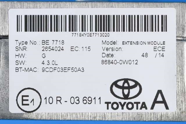 Bilstereo diverse til Toyota RAV4 2013-2015 (Type IV, Fase 1) (TOYOTA|86840-0W012|)