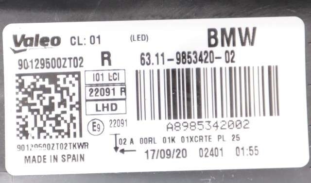 Frontlykt høyre full-LED til BMW i3 2013-2022  (BMW|63.11-9 853 420|)