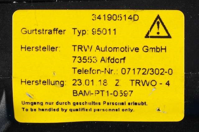 Sikkerhetsbelte bak høyre til BMW 2-Serie, Active/Gran Tourer 2014-->> (F45/F46) (F45/F46)