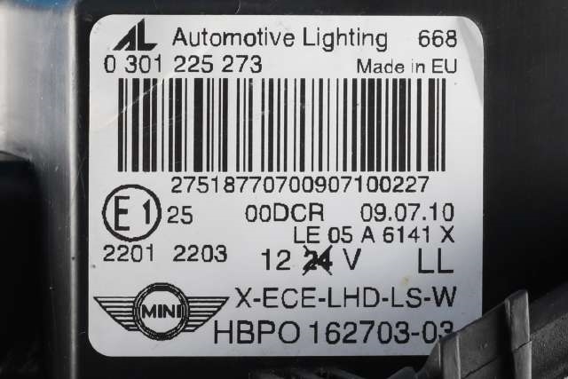 Frontlykt venstre xenon til Mini One/Cooper 2007-2014 (R55-57) (R55-57) (AUTOMOTIVE|0 301 225 273|)