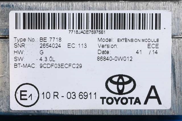 Bilstereo navigasjon til Toyota Auris 2013-2015 (Type II, Fase 1) (TOYOTA|86140-02330|)