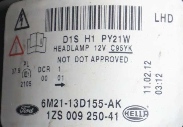 Frontlykt venstre xenon til Ford S-Max 2010-2015 (Type I, Fase 2)  (FORD|6M21-13D155-AK|)