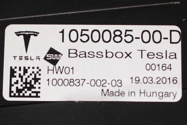 Bilstereo sub-woofer til Tesla Model X 2016-->> (TESLA|1050085-00-D|)