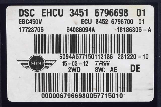 ABS sentral til Mini One/Cooper 2007-2014 (R55-57) (R55-57) (BMW|34.51-6 796 698|)