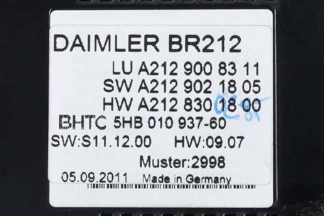 Varmeapparat betjening til Mercedes E-Klasse 2009-2013 (Fase 1) (W212) (W212) (MERCEDES|A 212 900 83 11|)