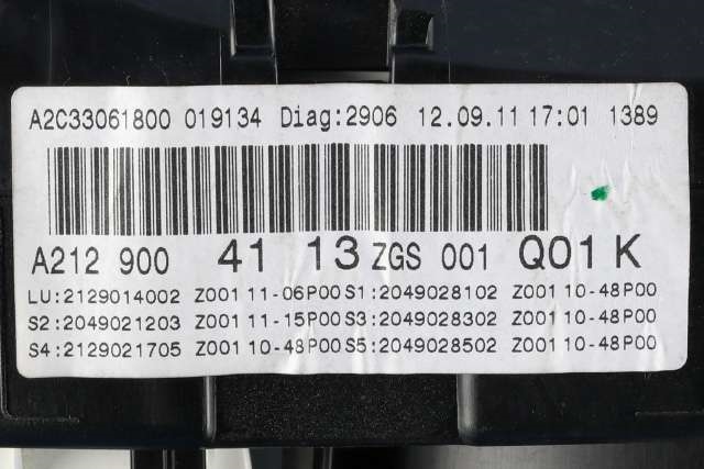 Instrumentpanel til Mercedes E-Klasse 2009-2013 (Fase 1) (W212) (W212) (MERCEDES|A 212 900 41 13|)