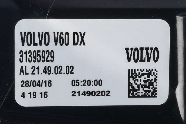 Baklykt høyre til Volvo V60/V60 CC 2013-2018 (Type I, Fase 2)  (VOLVO|31395929|)
