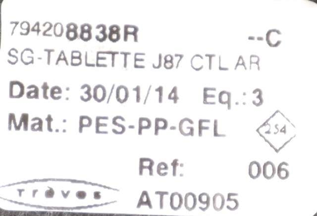 Hattehylle til Renault Captur 2013-2020 (Type I)  (RENAULT|7942 08838R|)