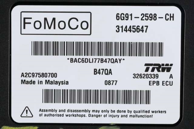 Styreenhet elektrisk parkbrems (EPB - Electric Parking Brake) til Volvo V60/V60 CC 2013-2018 (Type I, Fase 2)  (VOLVO|31445647|)