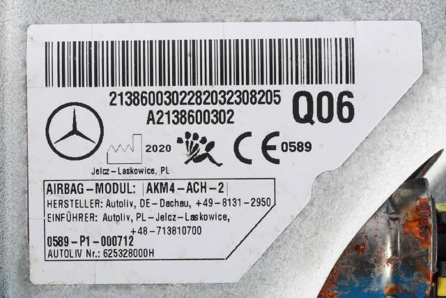 Airbag kne til Mercedes E-Klasse 2016-2023 (W213) (W213) (MERCEDES|A 213 860 03 02|)