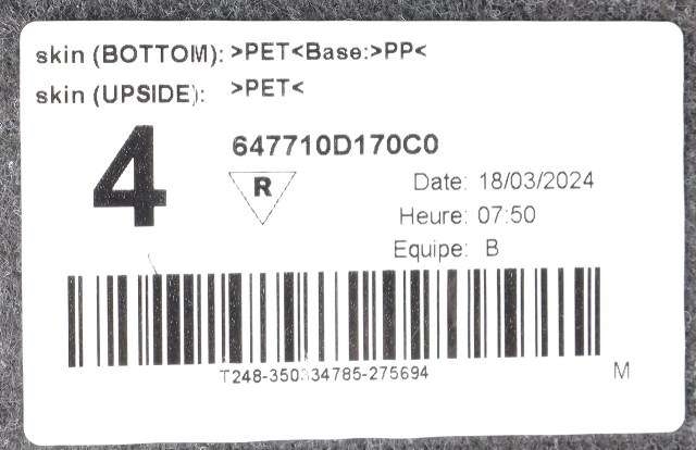 Bagasjerom teppe/gulvplate til Toyota Yaris Cross (SUV) 2021-->>  (TOYOTA|64711-0D170-C0|)
