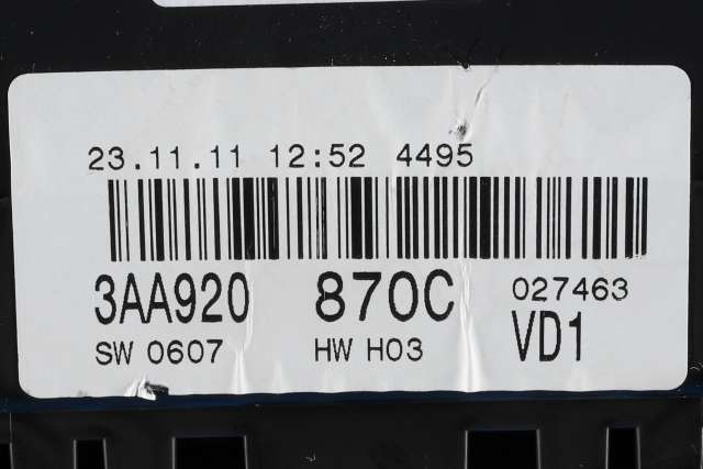 Instrumentpanel til VW Passat 2011-2015 (B7) (B7) (VAG|3AA 920 870 C|)