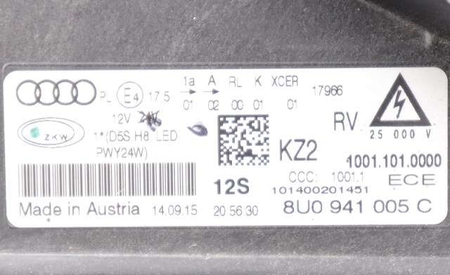 Frontlykt venstre xenon til Audi Q3 2015-2018 (Type I, Fase 2)  (VAG|8U0 941 005 C|)