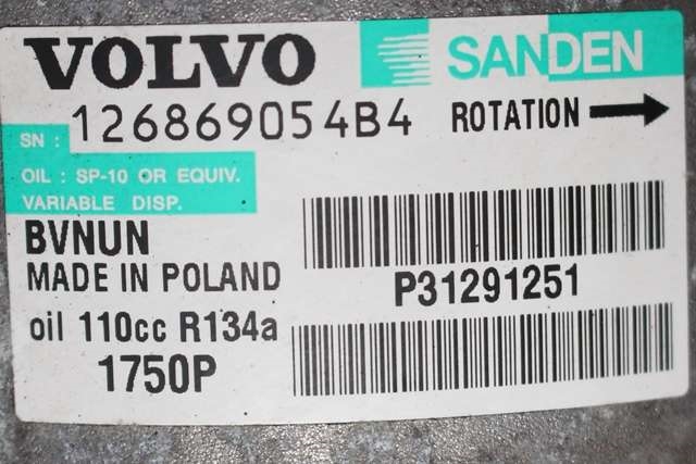 Aircondition kompressor til Volvo V40 2012-2019  (SANDEN|1750P|P31291251|)