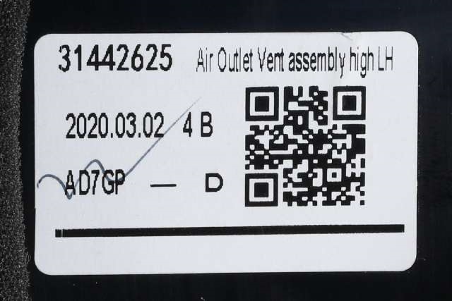 Dashbord friskluftdyse venstre til Volvo XC40 2018-2024  (VOLVO|31442625|)