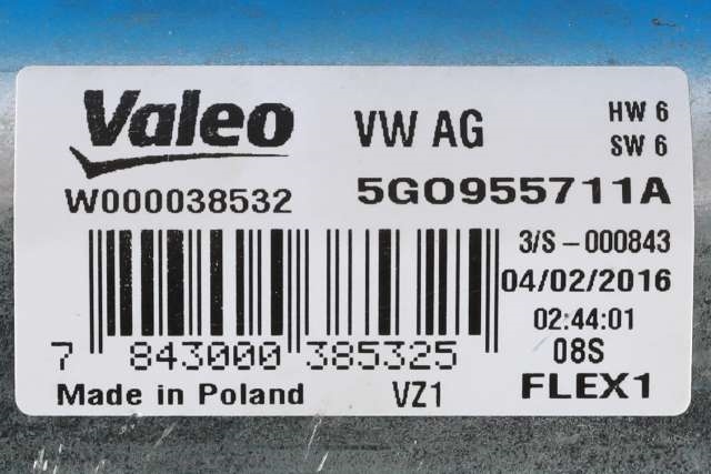 Viskermotor bakrute til VW Passat 2015-2019 (Fase 1) (B8) (B8) (VALEO|W000038532|5G0 955 711 A|)