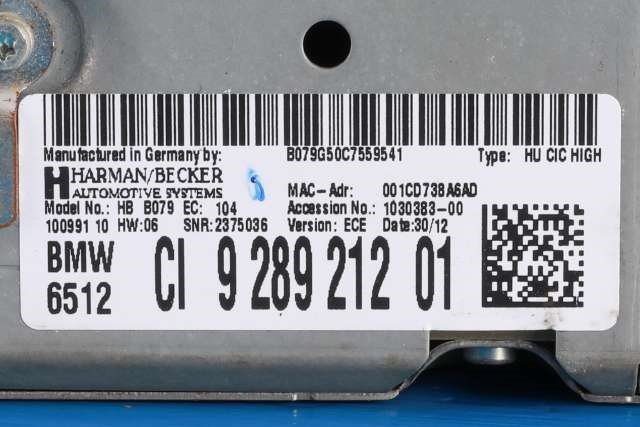 Bilstereo navigasjon til BMW 3-Serie 2012-2018 (F30/F31/F34) (F30/F31/F34) (BMW|65.12-9 289 212|)