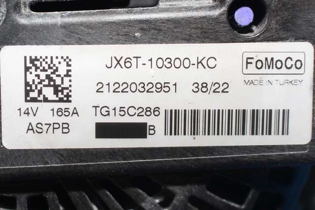 Dynamo diesel til Ford Transit Connect 2018-->> Type II, Fase 2 (VALEO|TG15C286|JX6T-10300-KC. 14 VOLT - 165 AMP|)