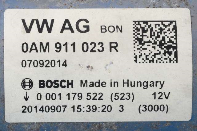 Starter til Audi A3 2012-2016 (Type III, Fase 1)  (BOSCH|0 001 179 522|0AM 911 023 R|)