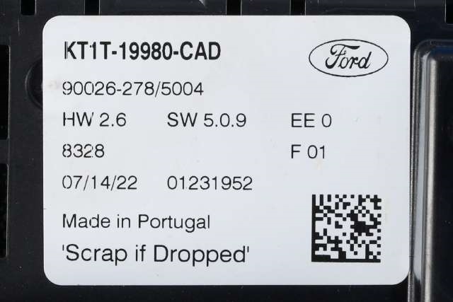Varmeapparat betjening til Ford Transit Connect 2018-->> Type II, Fase 2  (FORD|KT1T-19980-CAD|)