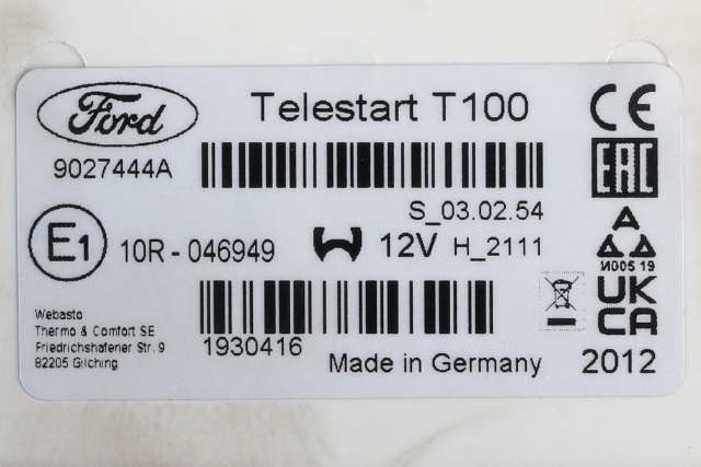 Varmeapparat diverse til Ford Transit Connect 2018-->> Type II, Fase 2  (FORD|KT1T-18E253-BB|)