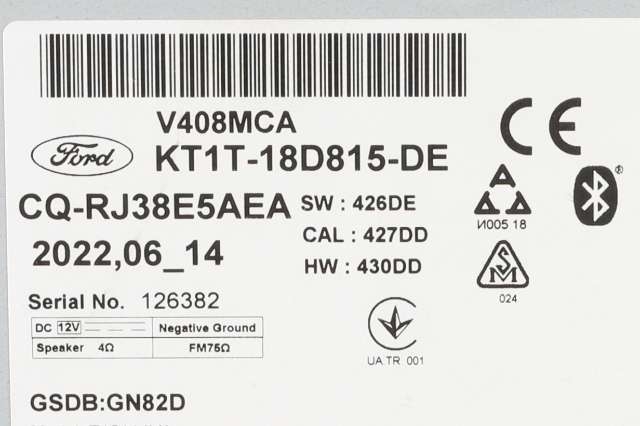 Bilstereo til Ford Transit Connect 2018-->> Type II, Fase 2  (FORD|KT1T-18D815-DE|)