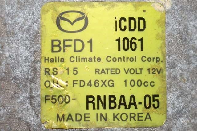 Aircondition kompressor til Mazda 6 2013-2015 (Type III, Fase 1) (HALLA|F500-RNBAA-05|)