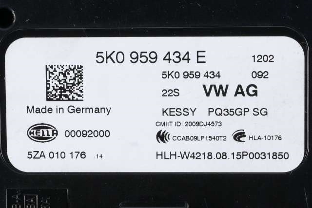 Styreenhet nøkkelfri/keyless til Audi Q3 2015-2018 (Type I, Fase 2)  (HELLA|5ZA 010 176-14|5K0 959 434 E|)