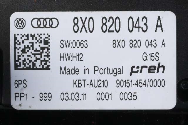 Varmeapparat betjening til Audi A1 2010-2014 (Type I, Fase 1)  (VAG|8X0 820 043 A|)