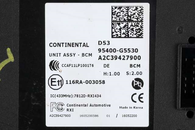 Styreenhet comfort (BCM) til Kia Niro 2016-2021  (KIA|95400-G5530|)