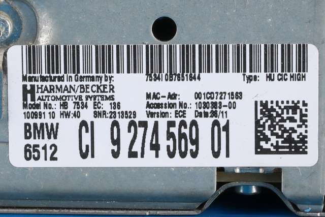 Bilstereo navigasjon spiller til BMW 5-Serie 2010-2017 (F10/F11) (F10/F11) (BMW|65.12-9 274 569|)