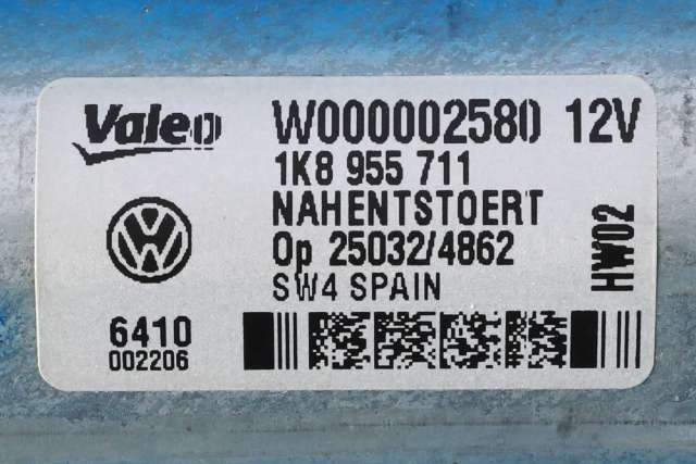Viskermotor bakrute til VW Scirocco 2008-2013  (VALEO|W000002580|1K8 955 711|)