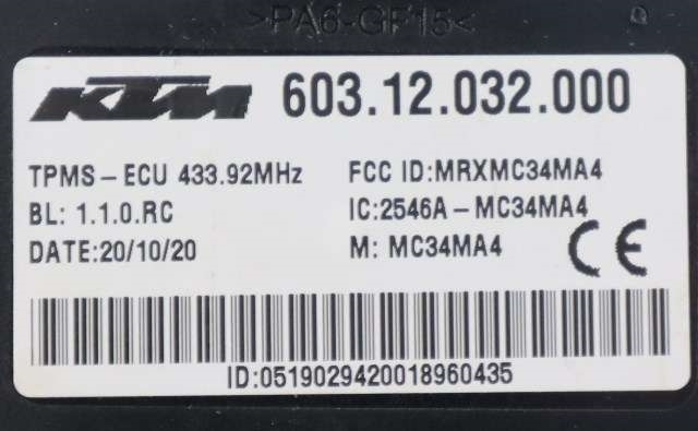 MC, Styreenhet til MC KTM 1290 Super Duke R 2020-2023 (KTM|60312032000|)