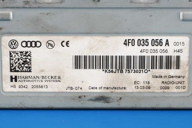 Bilstereo til Audi A5 2007-2016 (Type I) (VAG|4F0 035 056 A|)