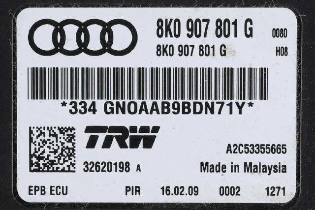 Styreenhet elektrisk parkbrems (EPB - Electric Parking Brake) til Audi A5 2007-2016 (Type I) (VAG|8K0 907 801 G|)