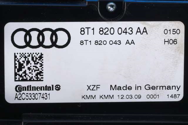 Varmeapparat betjening til Audi A5 2007-2016 (Type I)  (VAG|8T1 820 043 AA|)