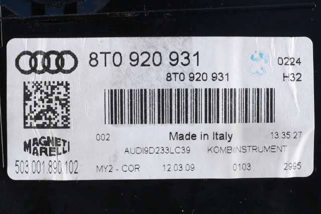 Instrumentpanel til Audi A5 2007-2016 (Type I) (VAG|8T0 920 931|)