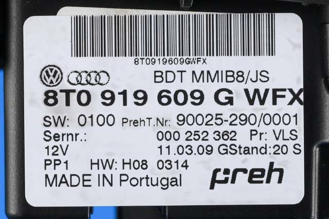 Bilstereo navigasjon betjeningspanel til Audi A5 2007-2016 (Type I)  (VAG|8T0 919 609 G|)