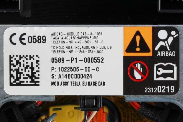 Airbag ratt til Tesla Model S 2013-2016 (Fase 1) (TESLA|1005279-00-D|1022506-00-C|)