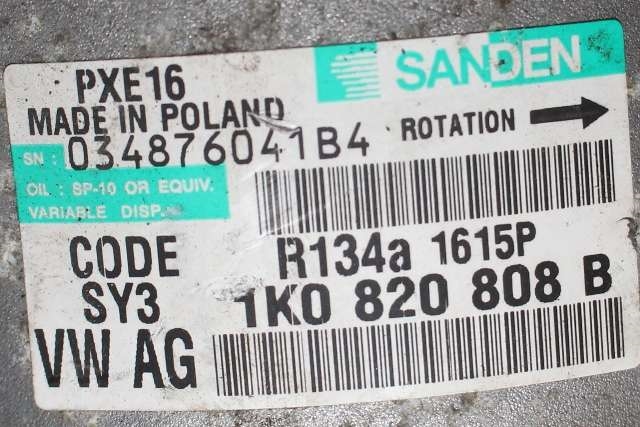Aircondition kompressor til Škoda Superb 2008-2015 (Type II)  (SANDEN|1615P|1K0 820 808 B|)