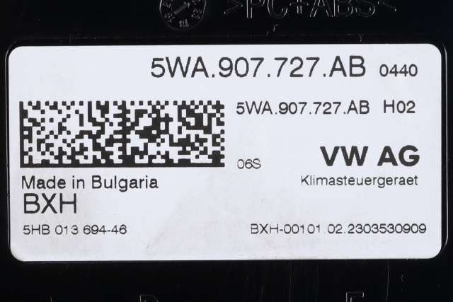 Styreenhet klima/aircondition til VW Caddy 2020-->> (Type IV)  (VAG|5WA 907 727 AB|)