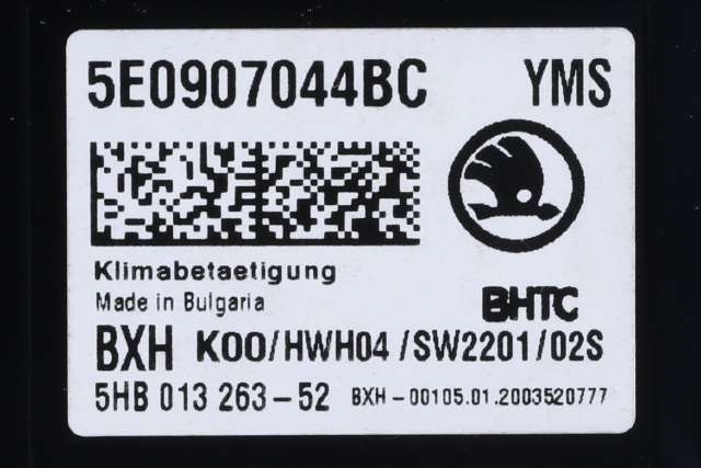 Varmeapparat betjening til Škoda Octavia 2017-2020 (Type III, Fase 2)  (HELLA|5HB 013 263-52|5E0 907 044 BC|)
