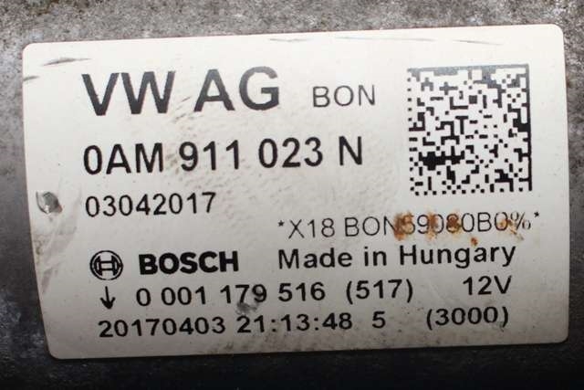 Starter til VW Golf VII 2012-2017 (Fase 1) (BOSCH|0 001 179 516|0AM 911 023 N|)